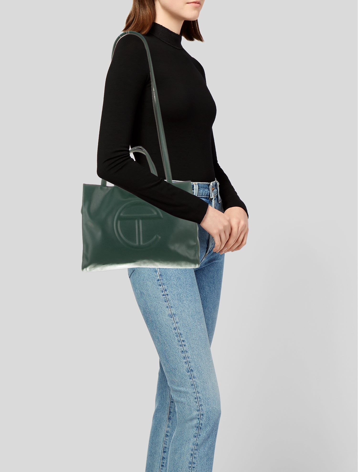 Telfar Vegan Leather Medium Dark Olive Shopping Bag Medium