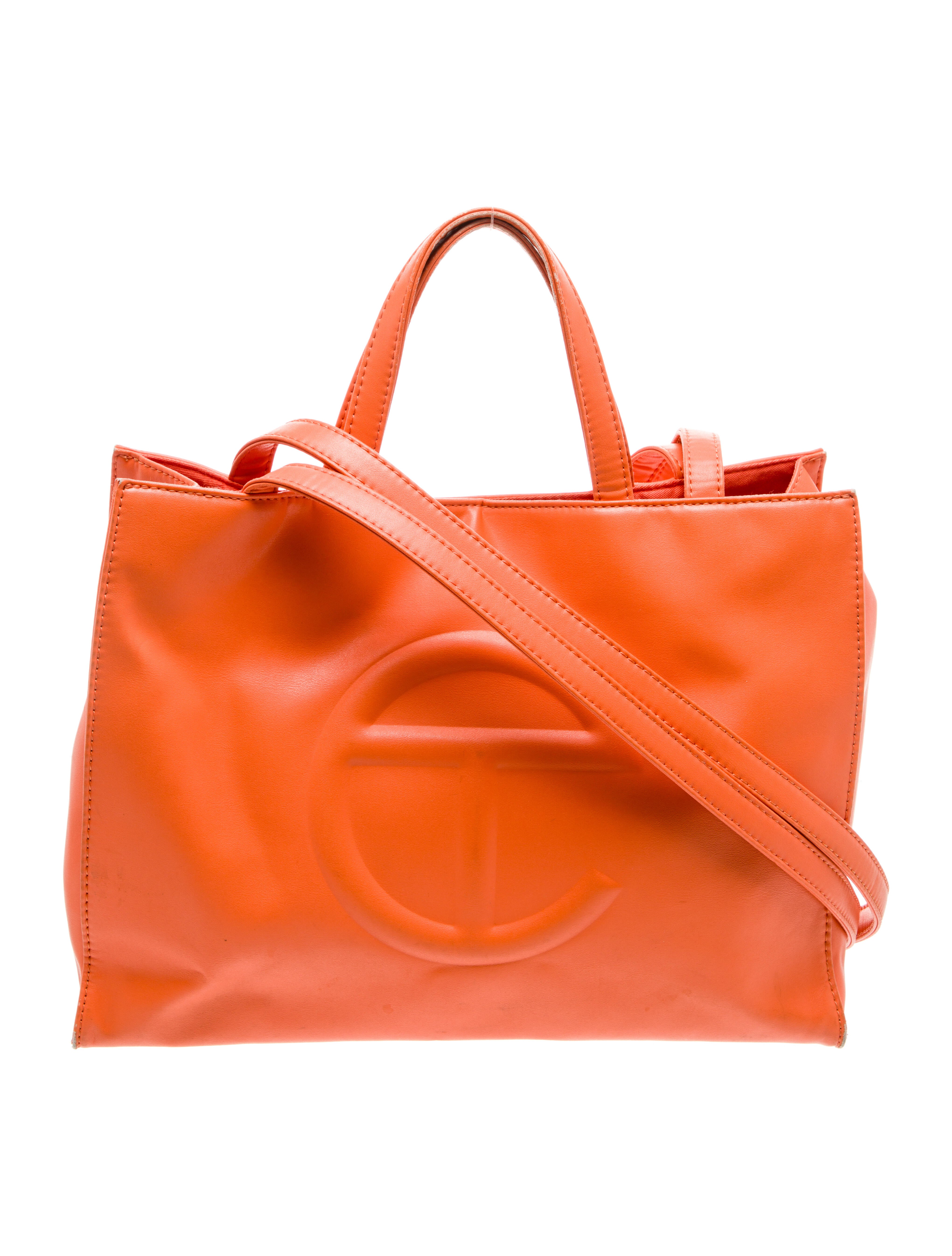 Telfar Vegan Leather Orange Shopping Bag Large