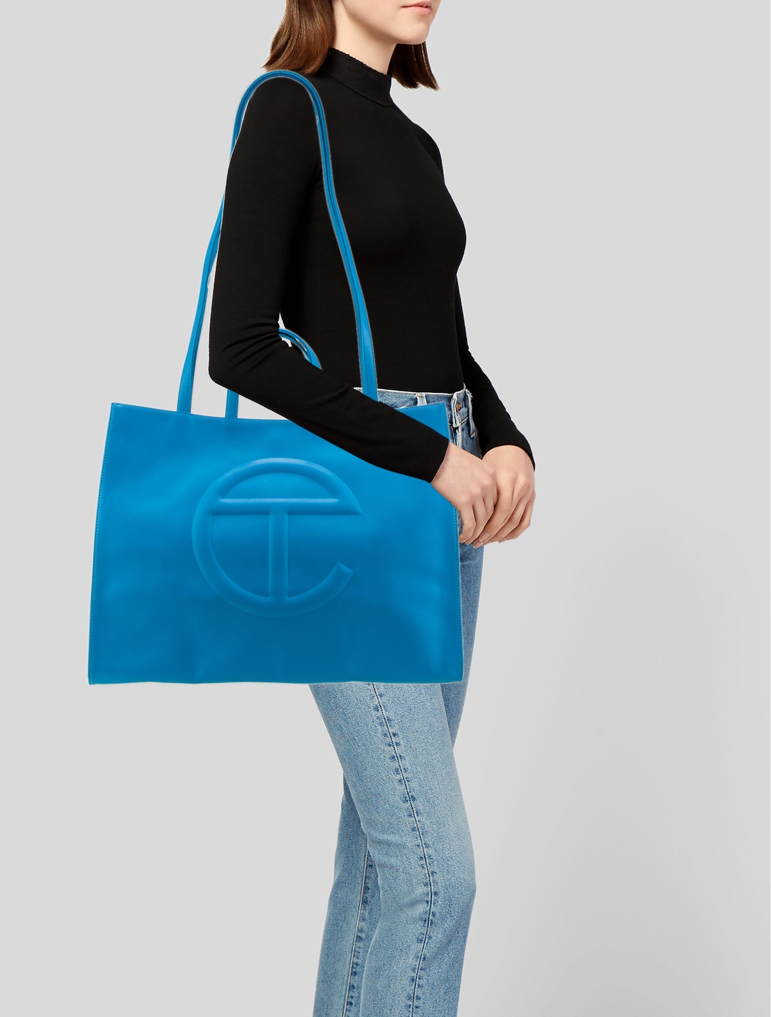 Telfar Vegan Leather Cyan Shopping Bag Large w/ Tags