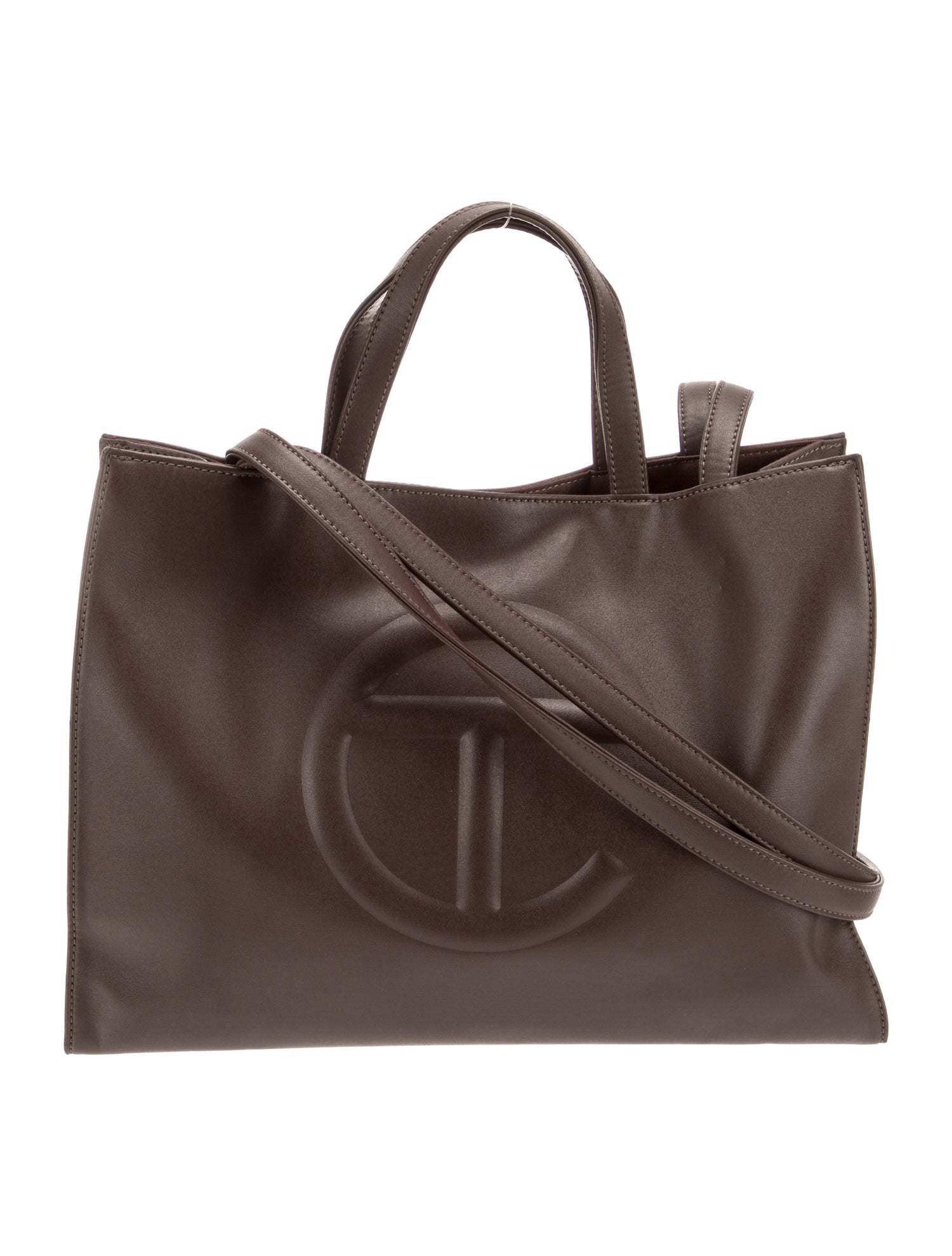Telfar Vegan Leather Chocolate Shopping Bag Medium