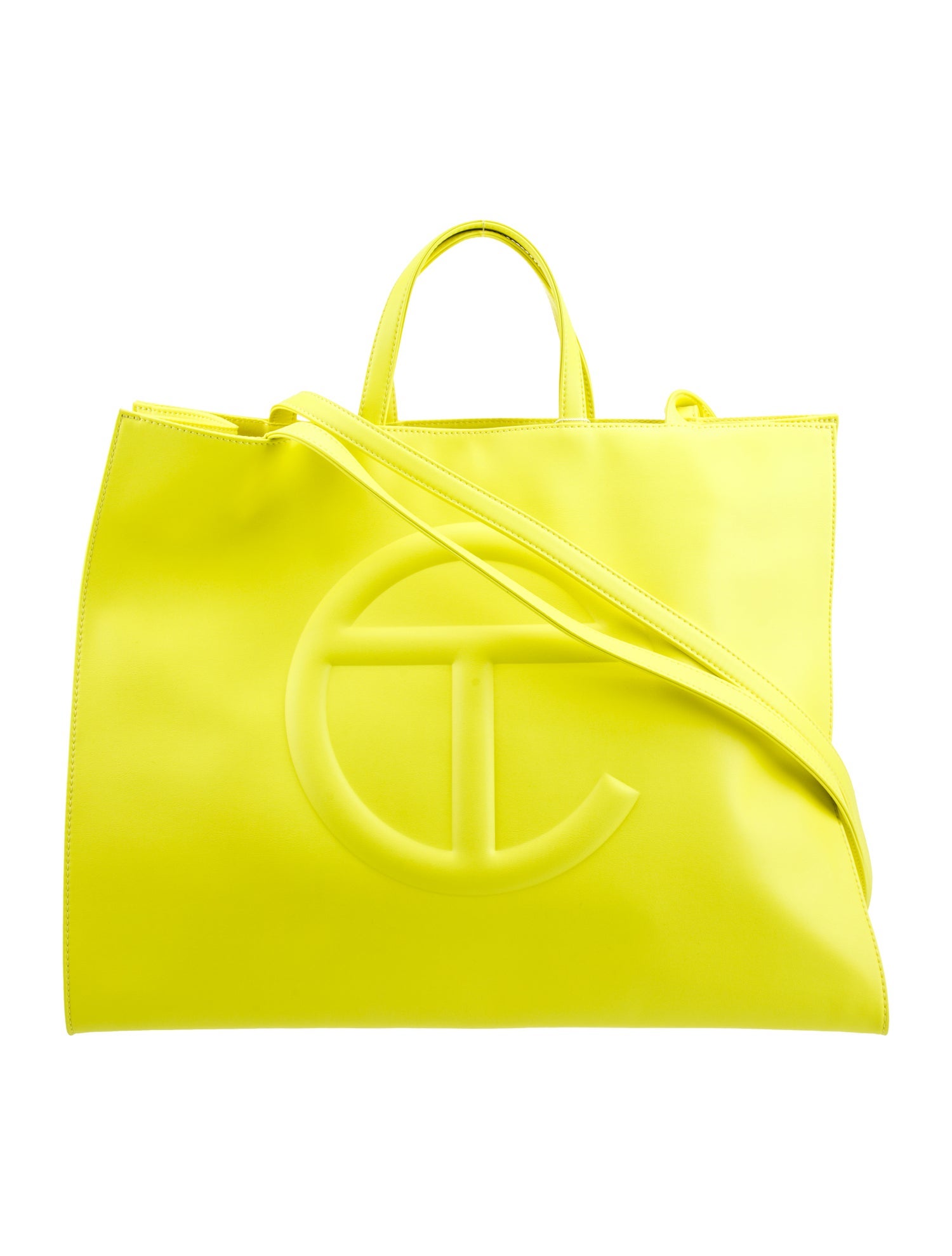 Telfar Vegan Leather Highlighter Yellow Shopping Bag Large