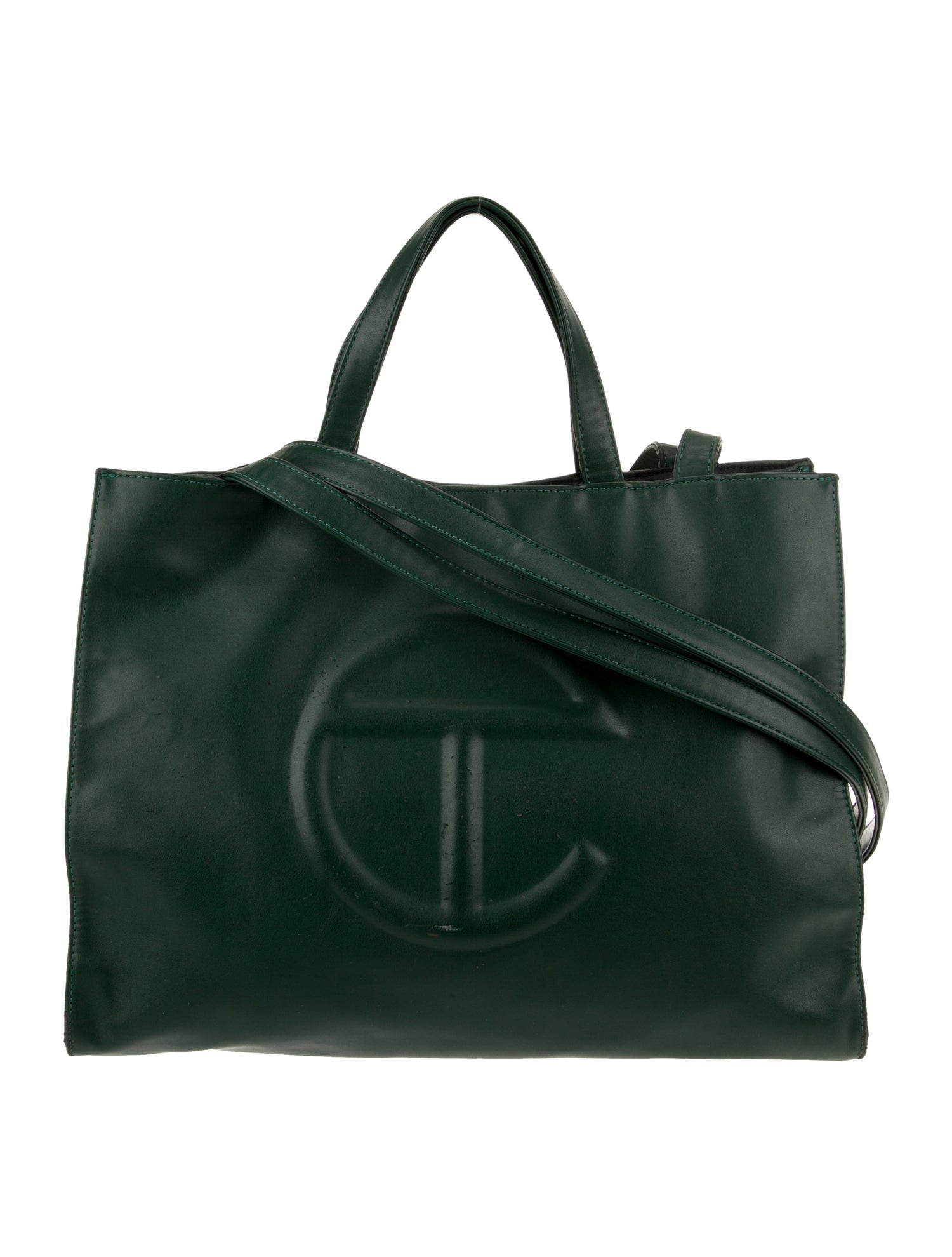 Telfar Vegan Leather Dark Olive Shopping Bag Medium