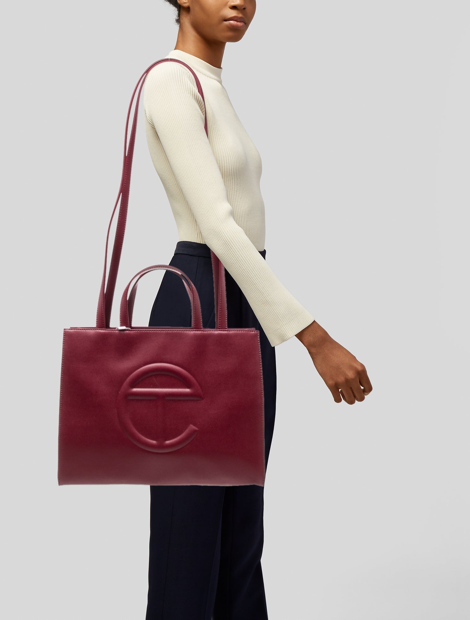 Telfar Vegan Leather Oxblood Shopping Bag Medium