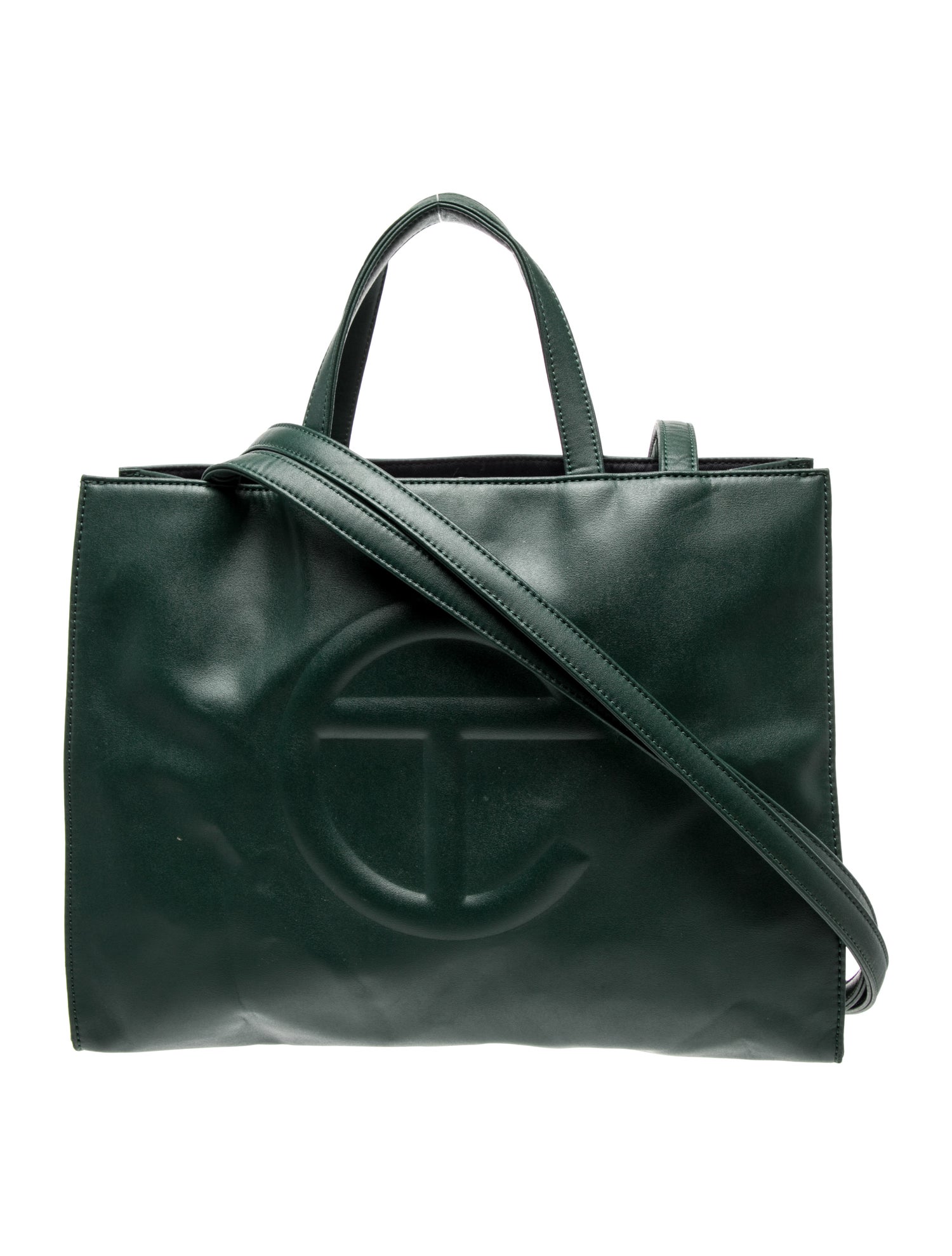 Telfar Vegan Leather Dark Olive Shopping Bag Medium