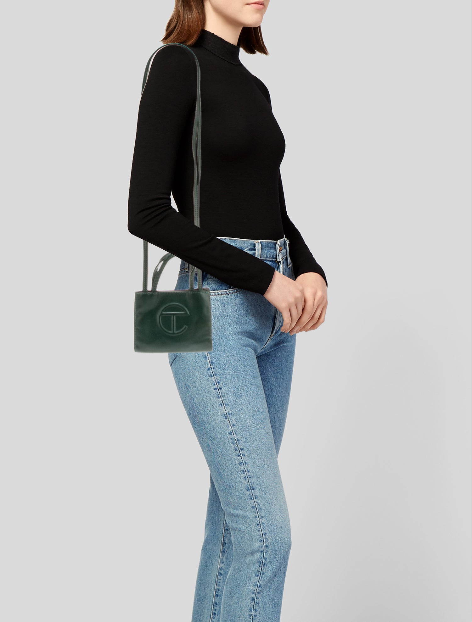 Telfar Vegan Leather Dark Olive Shopping Bag Small