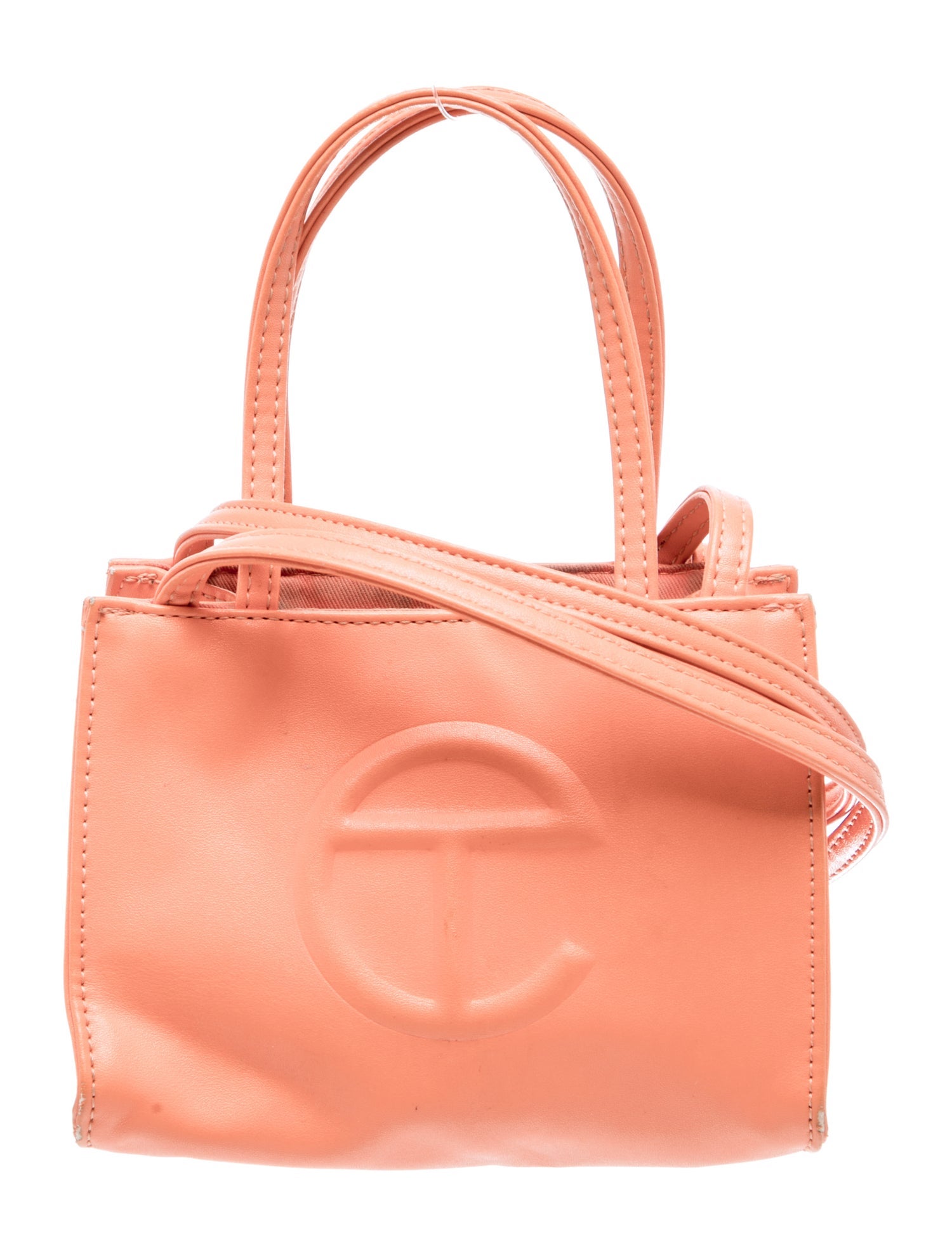 Telfar Vegan Leather Small Orange Shopping Bag Small