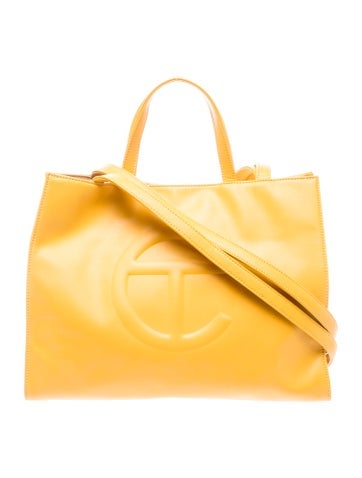 Pre-owned Telfar Vegan Leather Crossbody Bag In Yellow