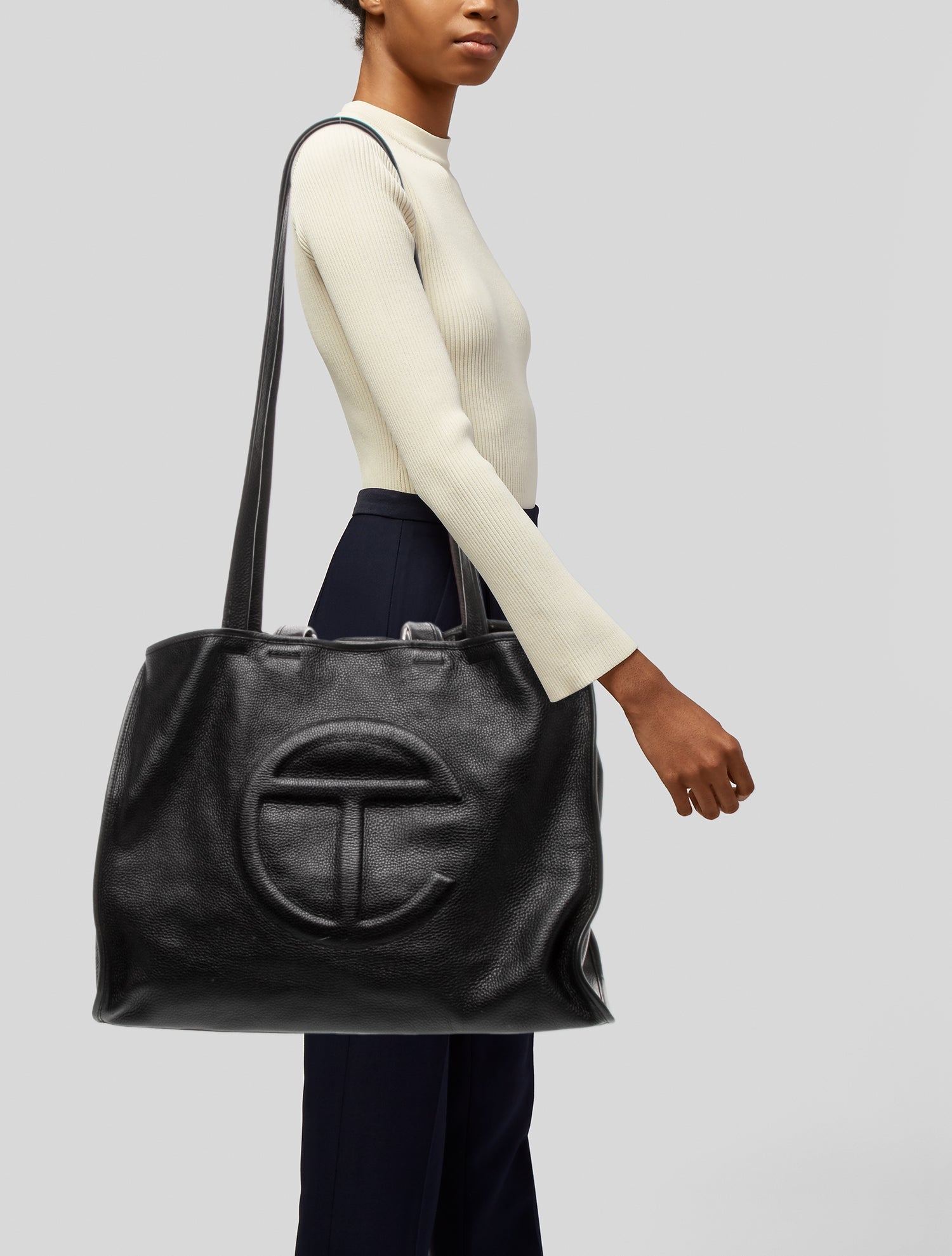 Telfar Leather Shopping Black Large