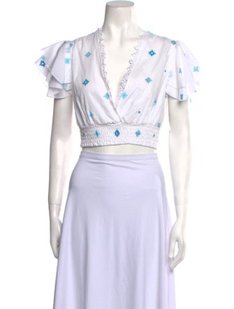 Temptation Positano Printed V-Neck Crop Top