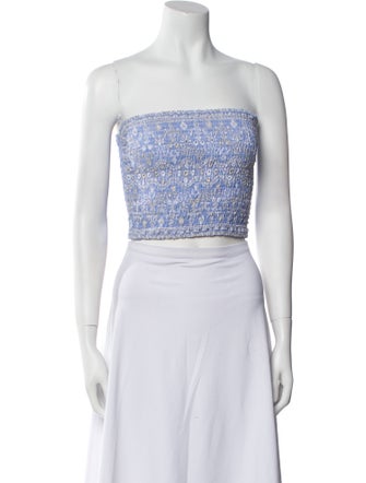 Temptation Positano Linen Printed Crop Top w/ Tags