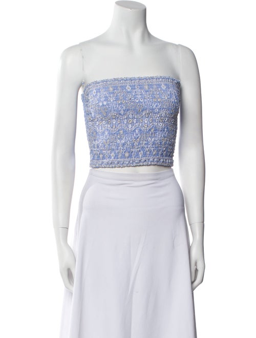 Temptation Positano Linen Printed Crop Top w/ Tags