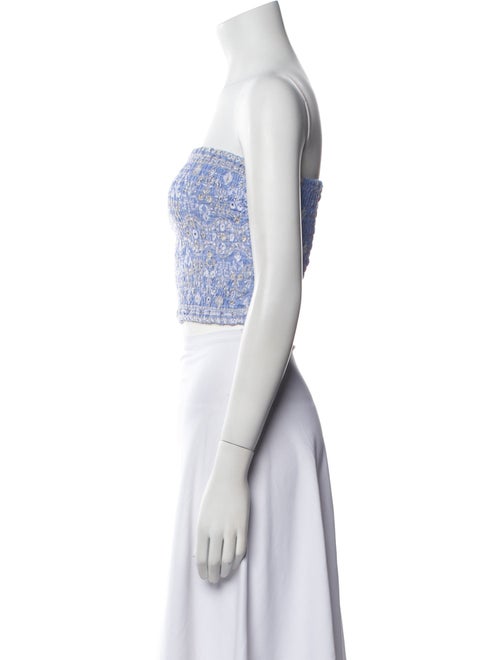 Temptation Positano Linen Printed Crop Top w/ Tags