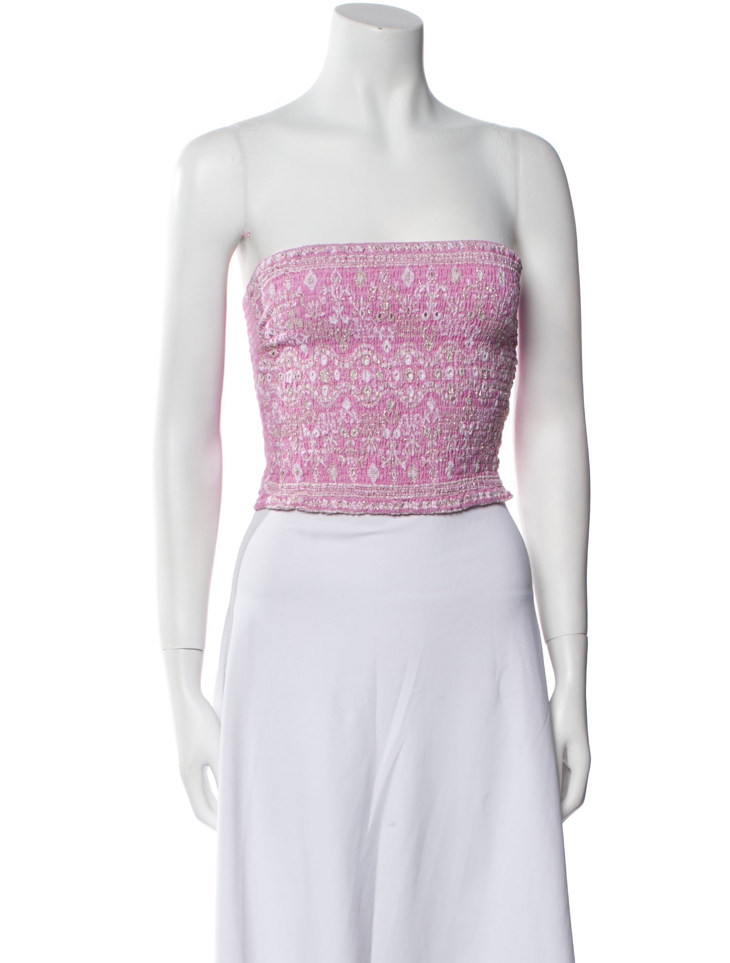 Temptation Positano Linen Patterned Crop Top w/ Tags