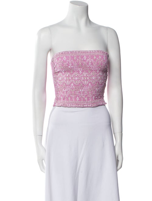 Temptation Positano Linen Patterned Crop Top w/ Tags