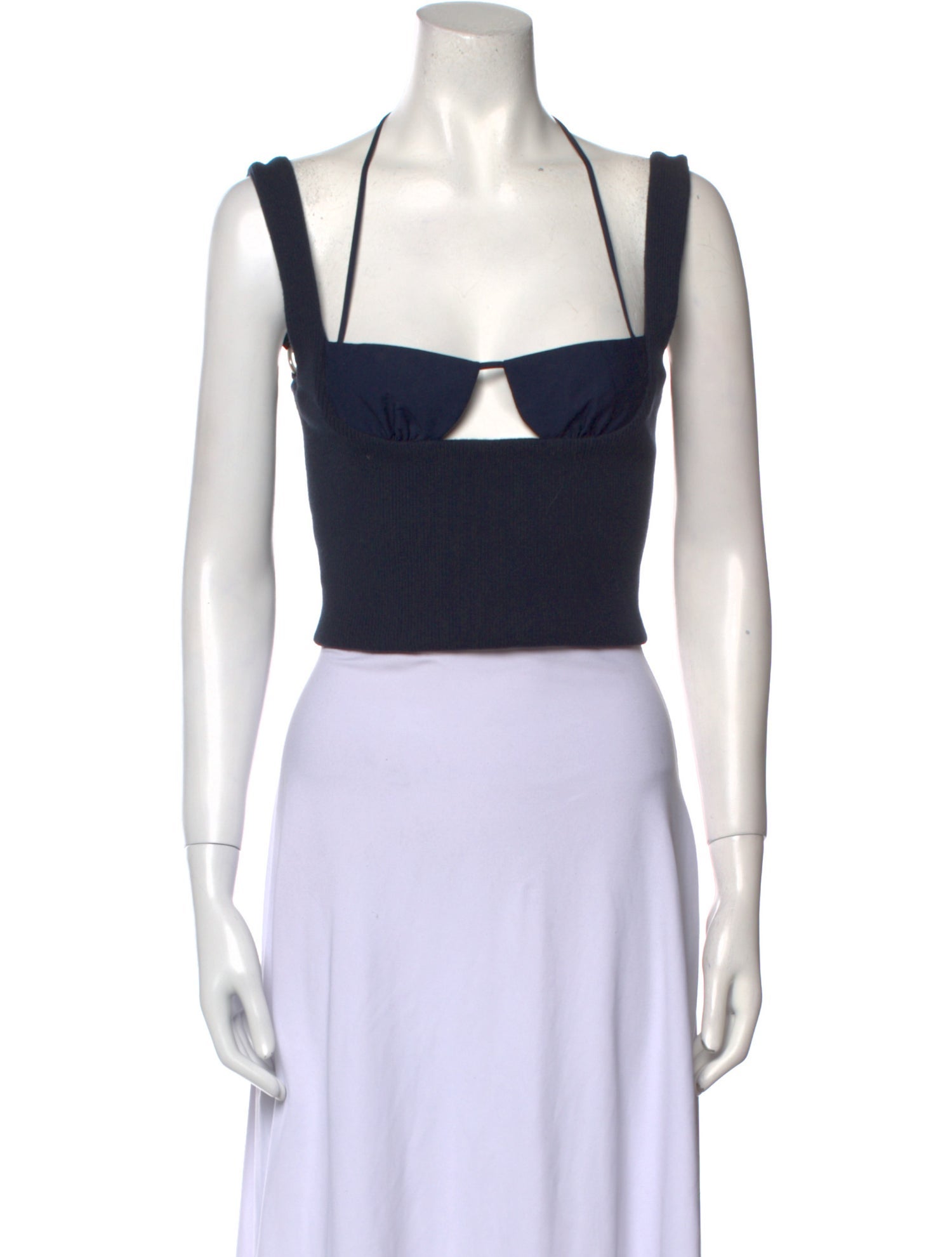 TAE PARK Silk Square Neckline Crop Top