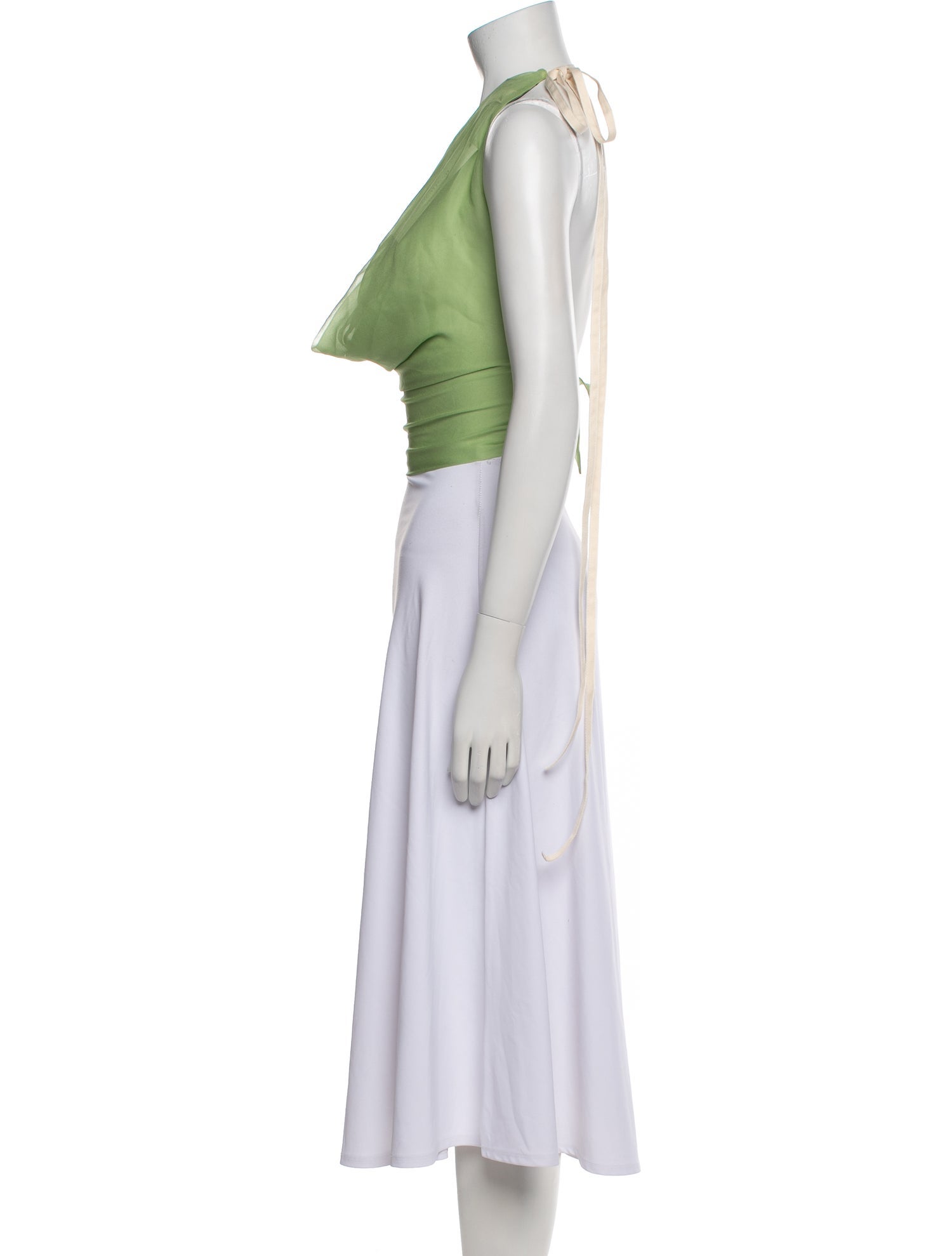 TAE PARK Silk Cowl Neck Crop Top