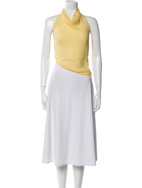 TAE PARK Silk Cowl Neck Crop Top