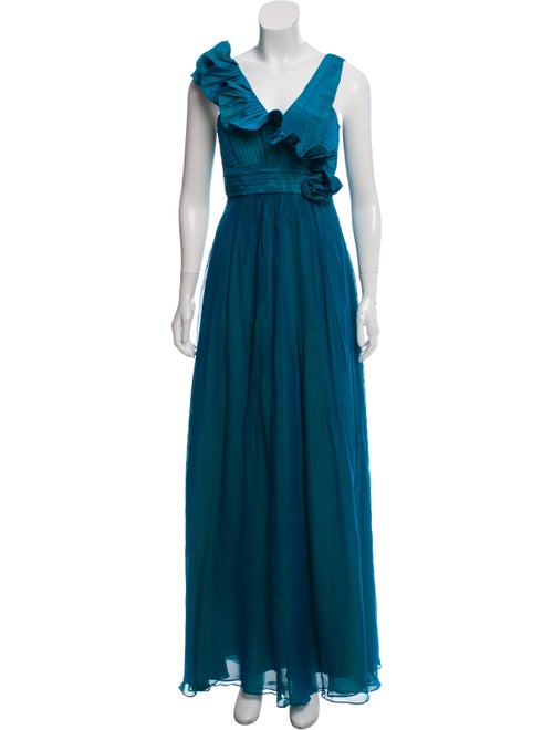 Teri Jon Silk Sleeveless Gown w/ Tags Blue