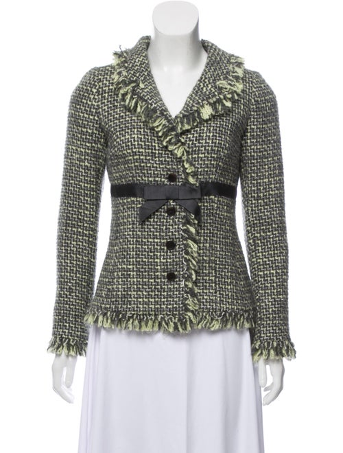 Teri Jon Tweed Pattern Evening Jacket Green