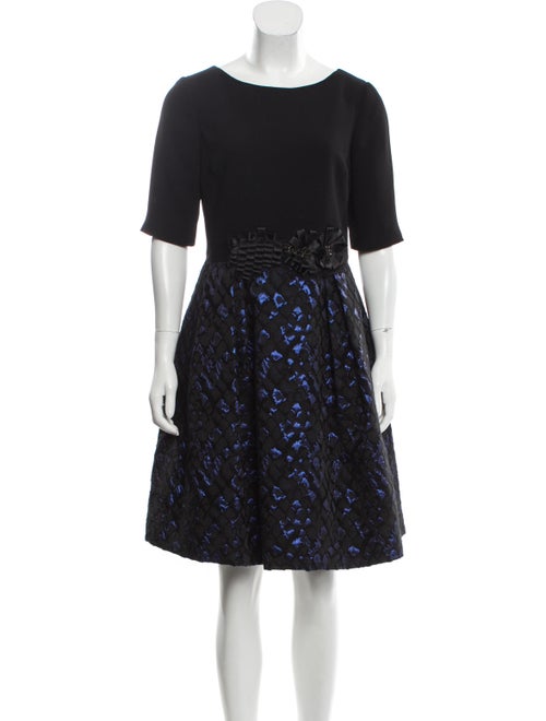 Teri Jon Bateau Neckline Knee-Length Dress Blue