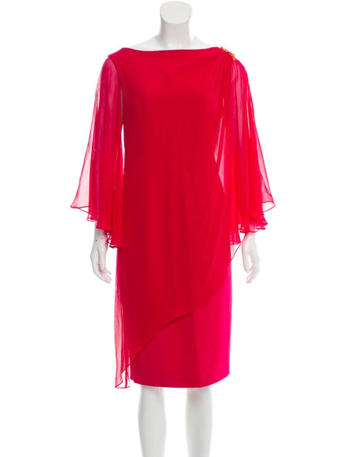 Teri Jon Embellished Silk Dress Magenta