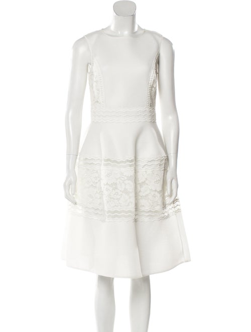 Teri Jon Bateau Neckline Knee-Length Dress White