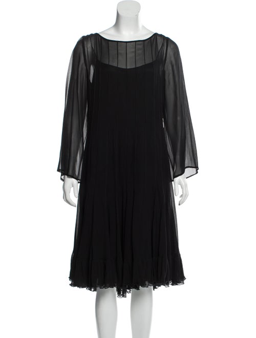 Teri Jon Scoop Neck Midi Length Dress Black
