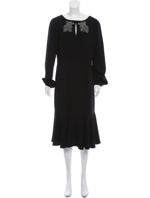 Teri Jon Scoop Neck Midi Length Dress Black