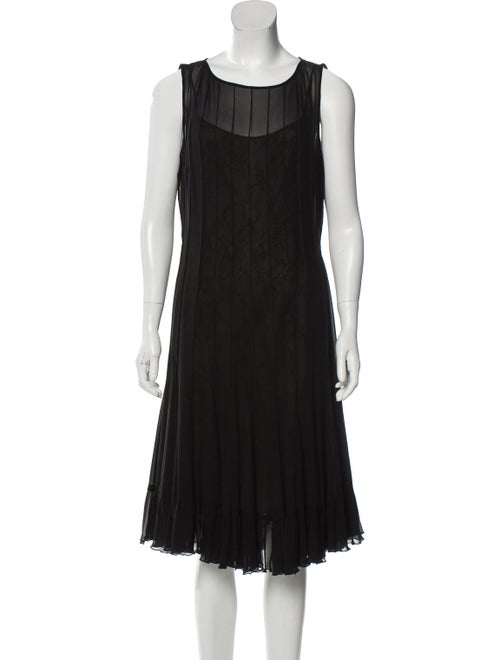 Teri Jon Scoop Neck Midi Length Dress Black