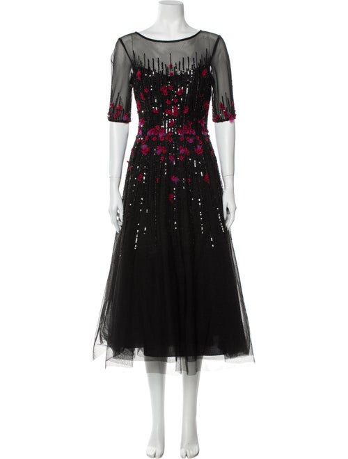 Teri Jon Printed Long Dress w/ Tags Black
