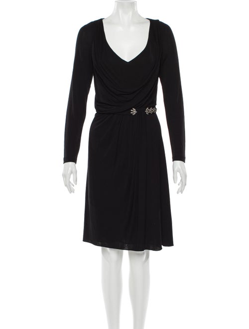 Teri Jon V-Neck Knee-Length Dress Black