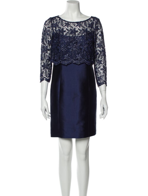 Teri Jon Silk Mini Dress Blue