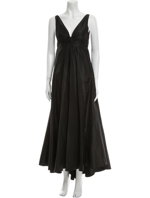 Teri Jon V-Neck Mini Dress Black