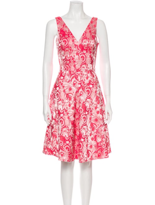 Teri Jon Printed Knee-Length Dress Pink
