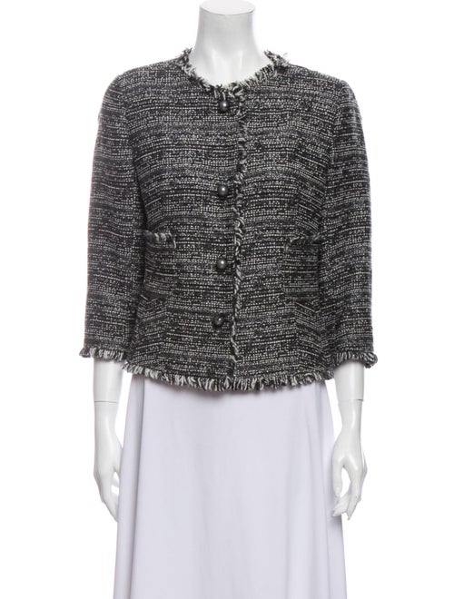 Teri Jon Tweed Pattern Evening Jacket Black