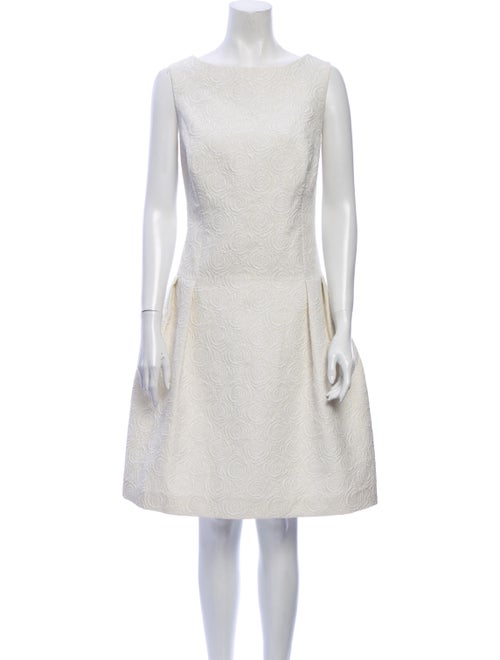Teri Jon Bateau Neckline Knee-Length Dress Metalli