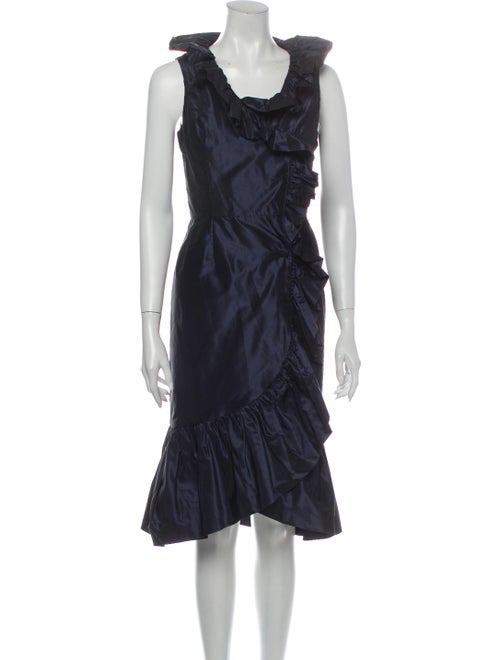 Teri Jon Silk Knee-Length Dress Blue