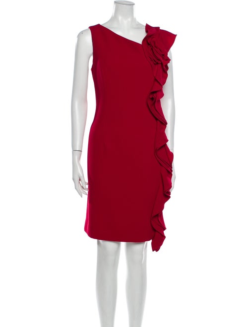 Teri Jon V-Neck Knee-Length Dress Red