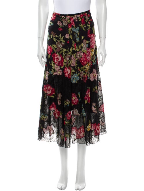 Teri Jon Silk Midi Length Skirt Black