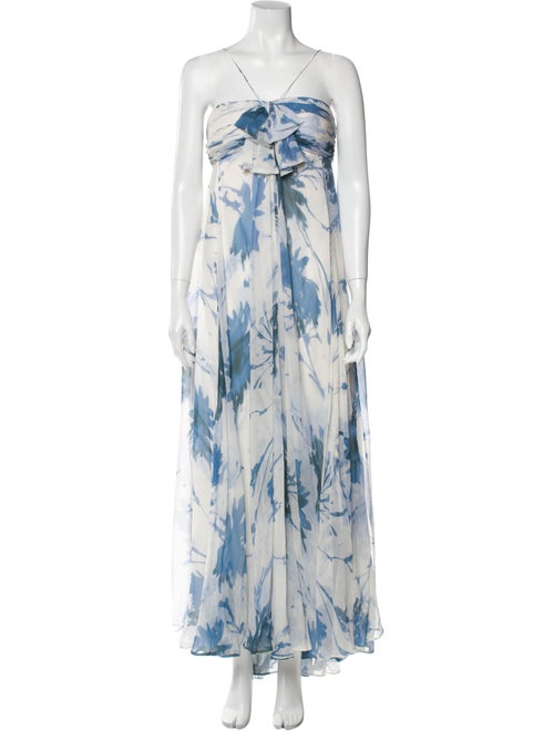 Teri Jon Silk Long Dress Blue