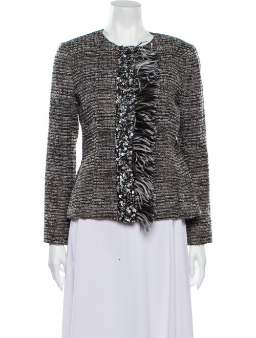 Teri Jon Tweed Pattern Evening Jacket Black