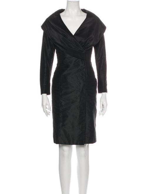 Teri Jon V-Neck Knee-Length Dress Black