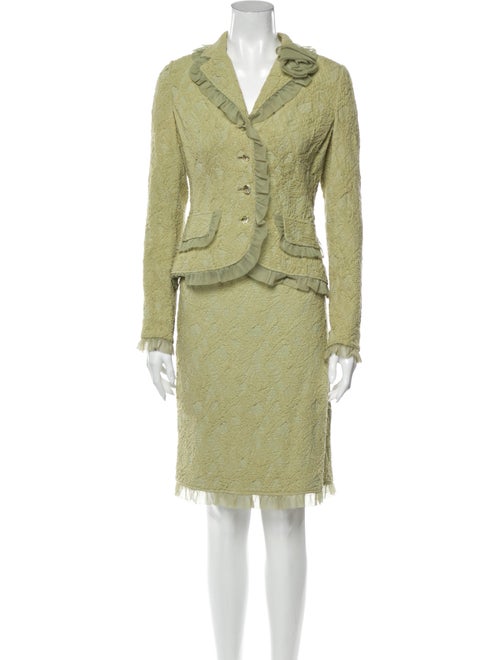 Teri Jon Ruffle Embellishment Skirt Set Green