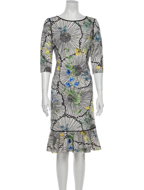 Teri Jon Printed Midi Length Dress White