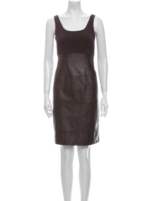 Teri Jon Leather Mini Dress Brown