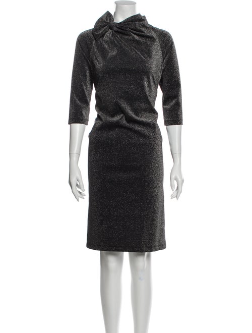 Teri Jon Cowl Neck Knee-Length Dress Silver