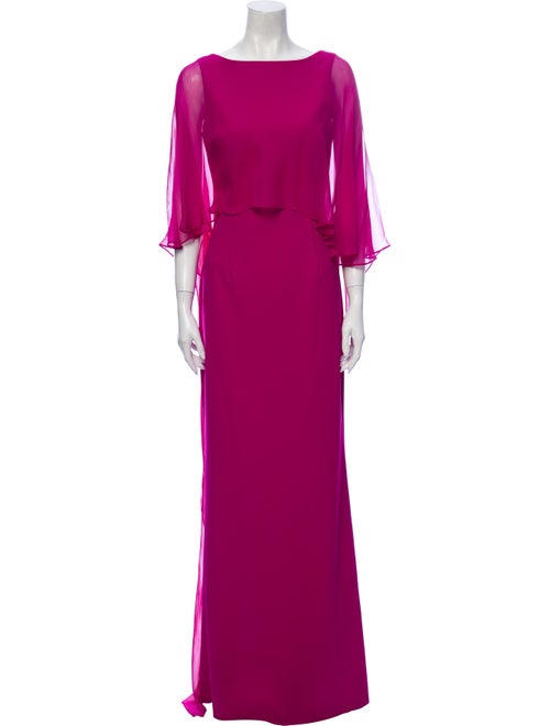 Teri Jon Bateau Neckline Long Dress Purple
