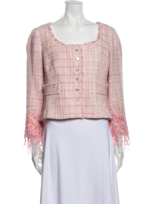 Teri Jon Tweed Pattern Evening Jacket Pink