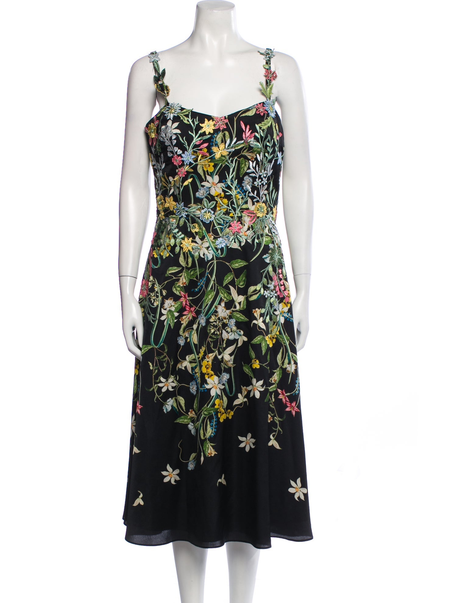 Teri Jon Floral Print Midi Length Dress
