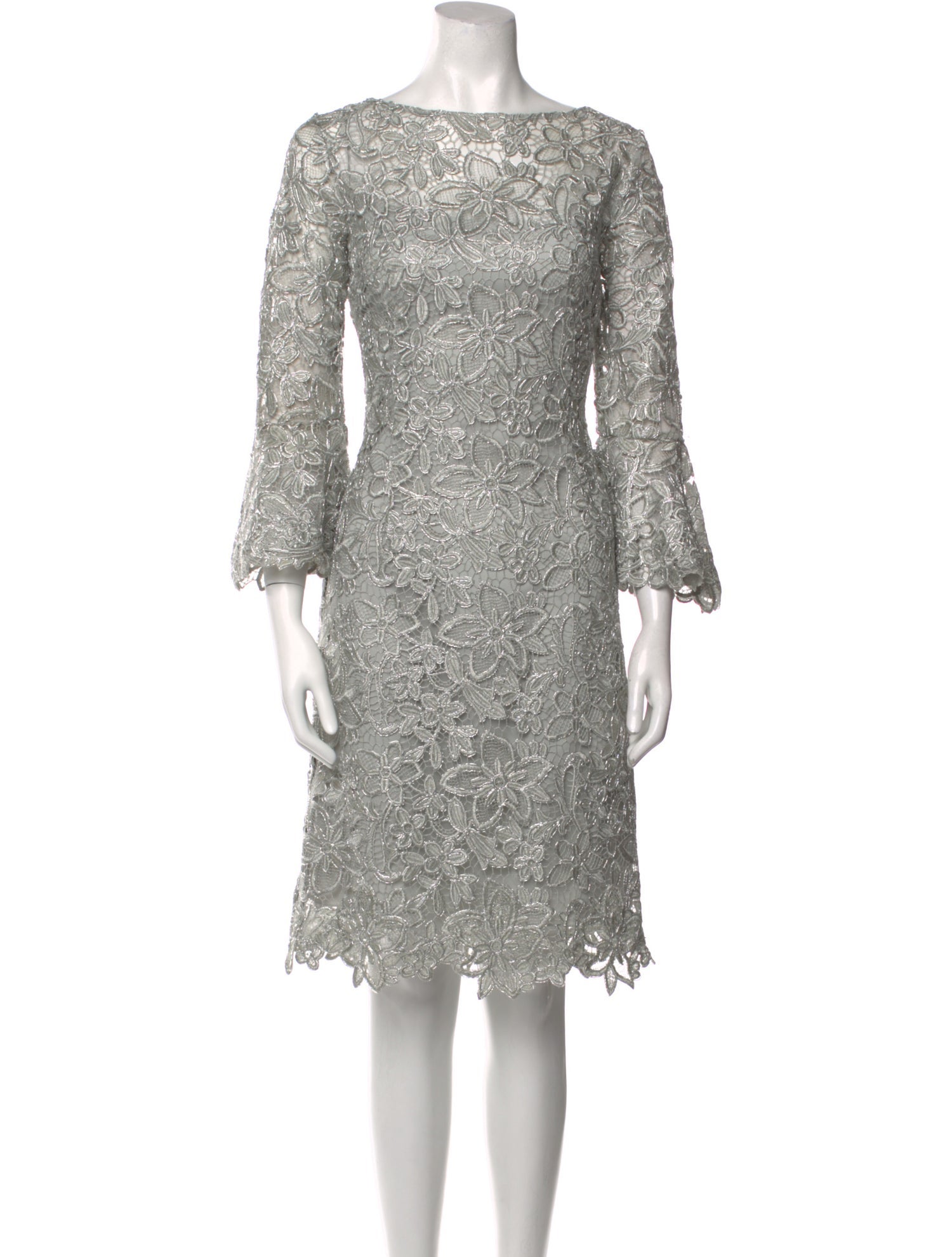 Teri Jon Bateau Neckline Knee-Length Dress